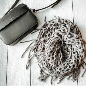 Gray knit infinity scarf